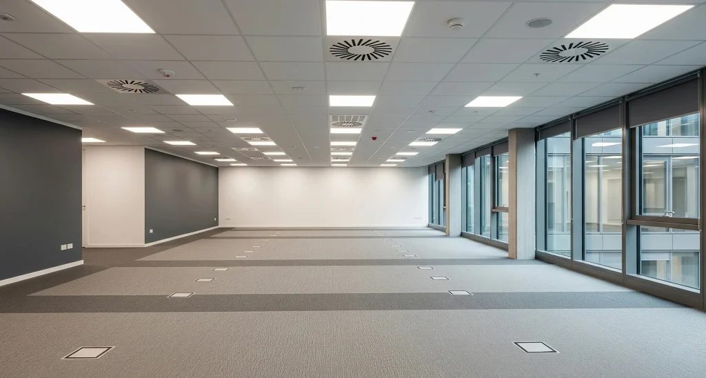 Elegant office with classic furniture, large arched window, and warm wooden finishes, representing compliance and approvals.